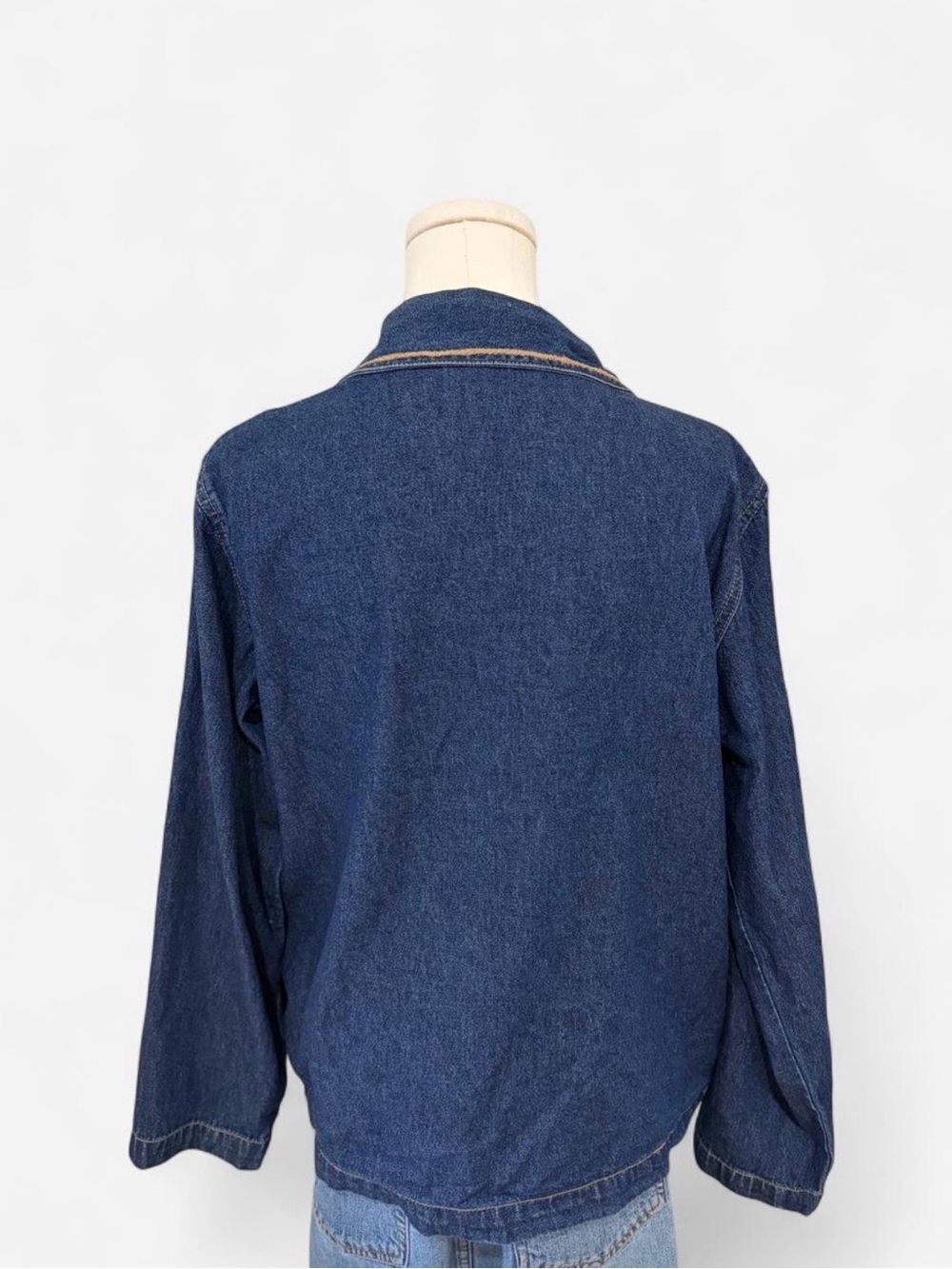 Embroidered Dark Blue Denim Shirt Jacket with Western Appliqué - Picture 5 of 6